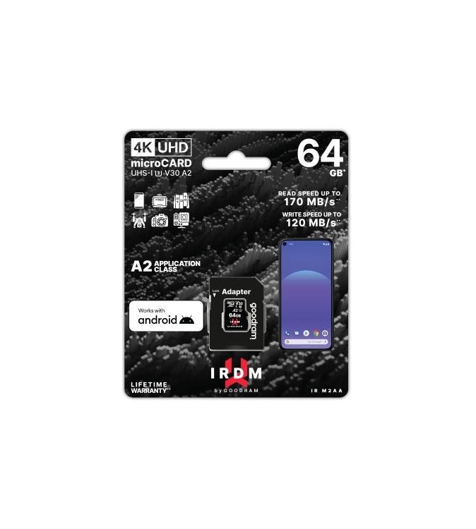 GoodRAM microSD IRDM 64GB UHS I U3 A2 + adapter - IR-M2AA-0640R12