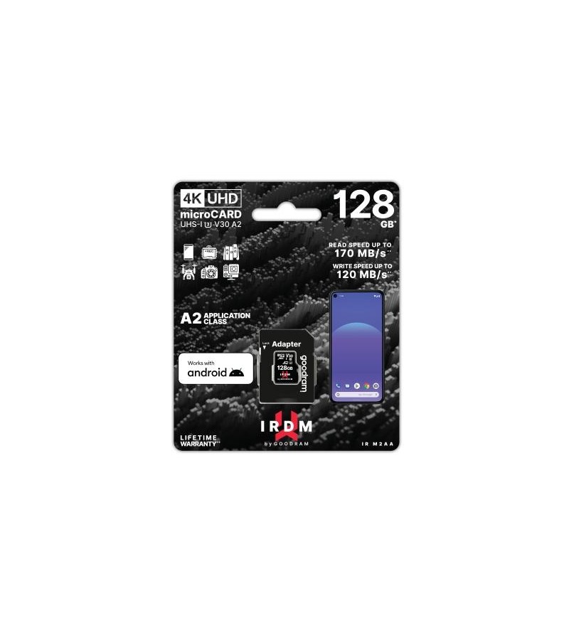 GoodRAM microSD IRDM 128GB UHS I U3 A2 + adapter - IR-M2AA-1280R12