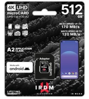 GoodRAM microSD IRDM 512GB UHS I U3 A2 + adapter - IR-M2AA-5120R12