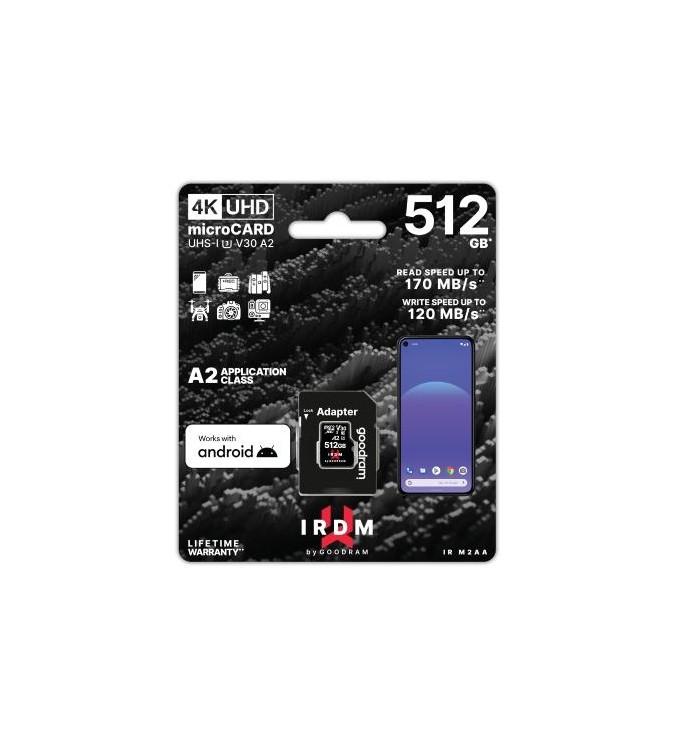 GoodRAM microSD IRDM 512GB UHS I U3 A2 + adapter - IR-M2AA-5120R12
