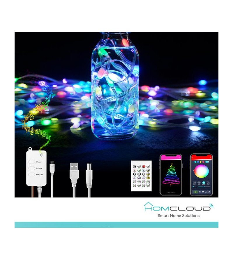 Corda in PVC di Luci Decorative Smart RGB-IC OUTDOOR Wi-Fi + Bluetooth 10M IP65