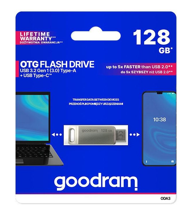 GoodRAM DUALDRIVE OTG 128GB USB 3.2 + type C - ODA3-1280S0R11