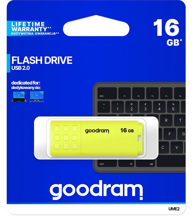 GoodRAM Pendrive 16GB UME2 yellow USB 2.0 - retail blister - UME2-0160Y0R11