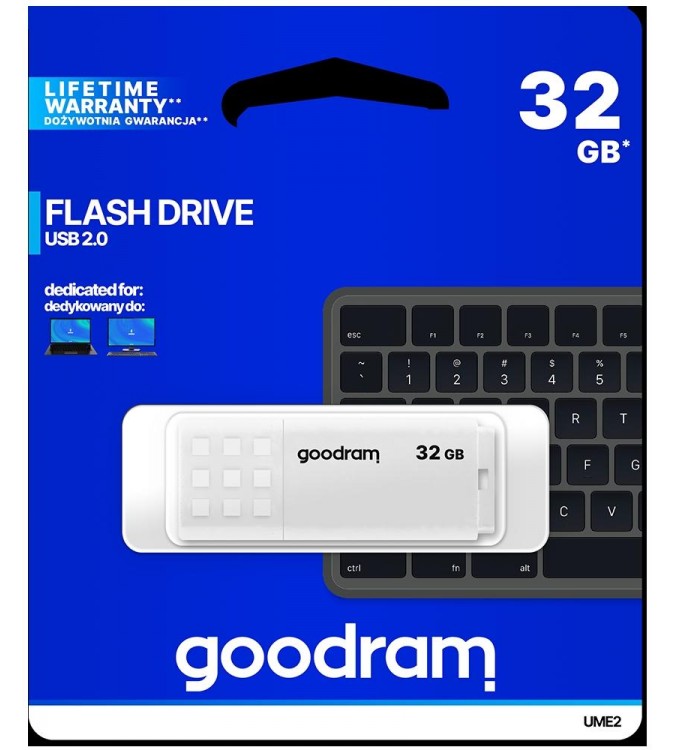 GoodRAM Pendrive 32GB UME2 white USB 2.0 - retail blister - UME2-0320W0R11