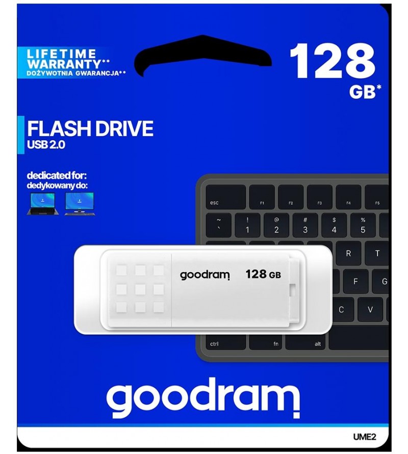 GoodRAM Pendrive 128GB UME2 white USB 2.0 - retail blister - UME2-1280W0R11