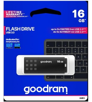 GoodRAM Pendrive 16GB BLACK USB 3.0 - retail blister - UME3-0160K0R11