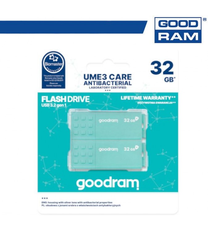 GoodRAM Pendrive 32GB UME3 - ANTIBATTERICA - USB3.0 - 2-pack - UME3-0320CRR11-2P
