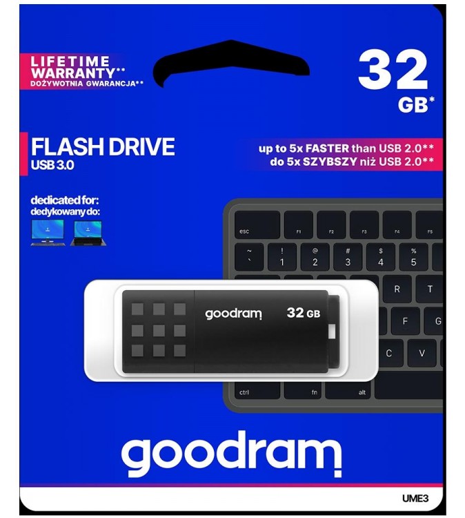 GoodRAM Pendrive 32GB BLACK USB 3.0 - retail blister - UME3-0320K0R11