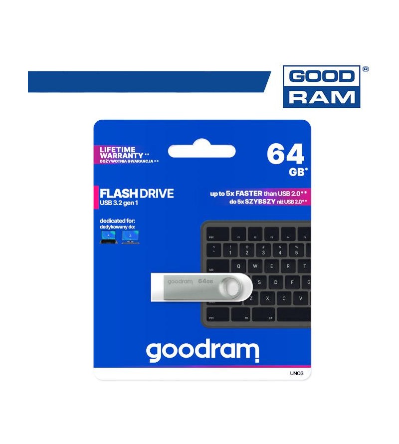 GoodRAM Pendrive 64GB UNO3 USB 3.2 - retail blister - UNO3-0640S0R11