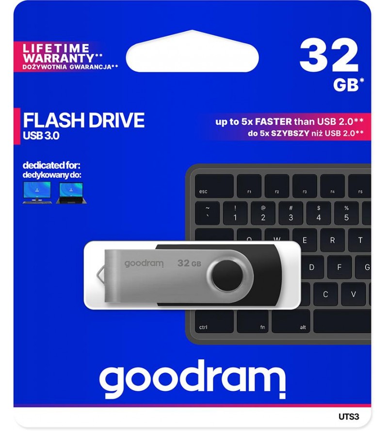 GoodRAM Pendrive 32GB UTS3 BLACK USB 3.2 - retail blister - UTS3-0320K0R11