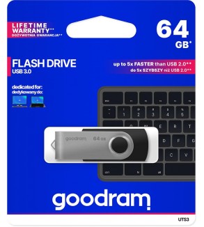 GoodRAM Pendrive 64GB UTS3 BLACK USB 3.0 - retail blister - UTS3-0640K0R11