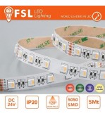 Striscia LED 5m IP20 5050 24V - 14W/m 60led/m RGB+W 3000K