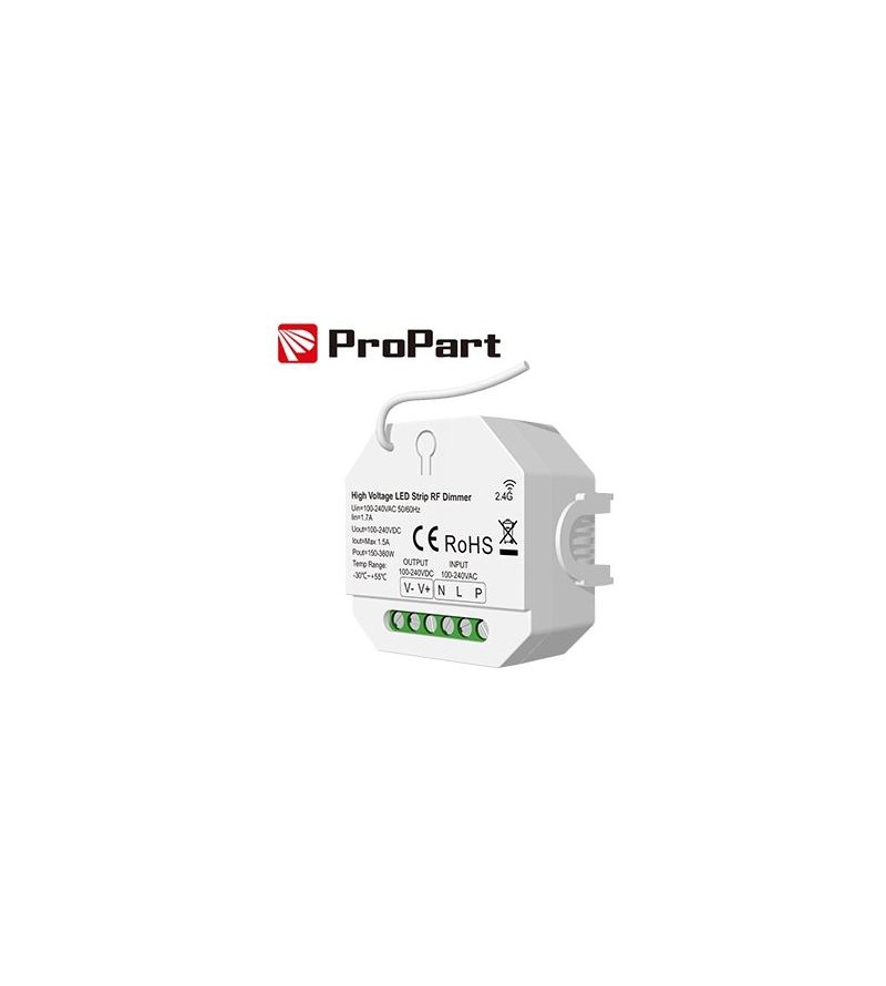 Dimmer RF LED 1 Canale - 1.5A, 100-240V per Strisce LED ad Alta Tensione