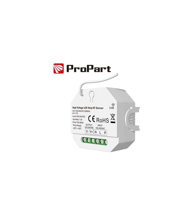 Dimmer RF LED 1 Canale - 1.5A, 100-240V per Strisce LED ad Alta Tensione