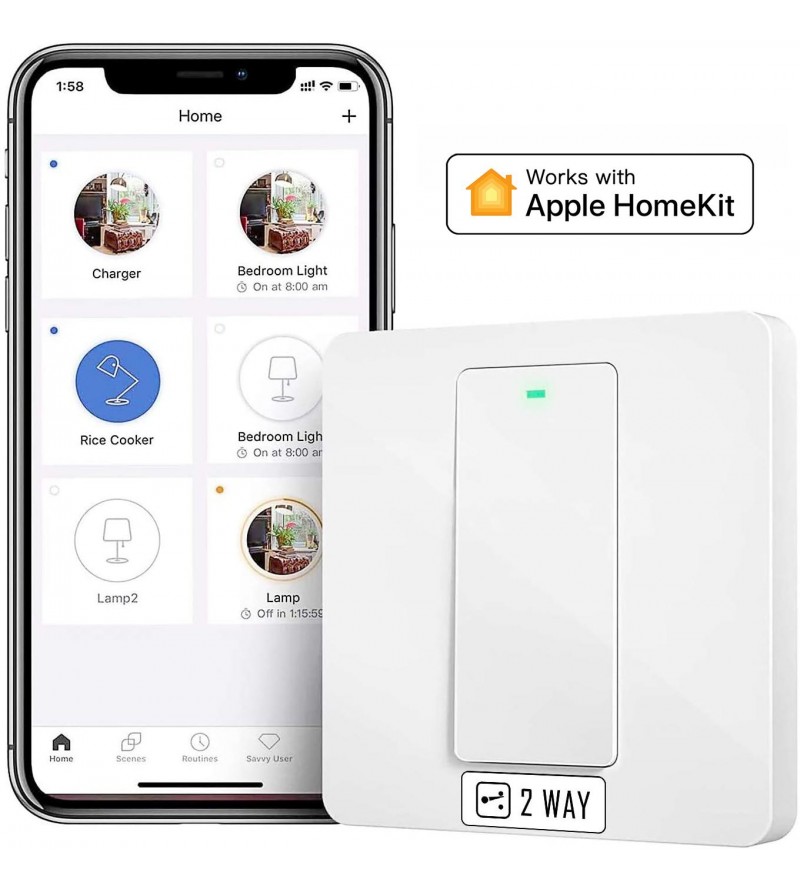 Meross Interruttore a parete Wi-Fi Smart - 220V / 2 WAY - Apple HomeKit
