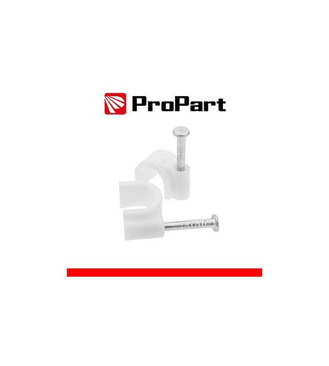 Clip con chiodini con fermacavo tondo 8mm bianco 100pz