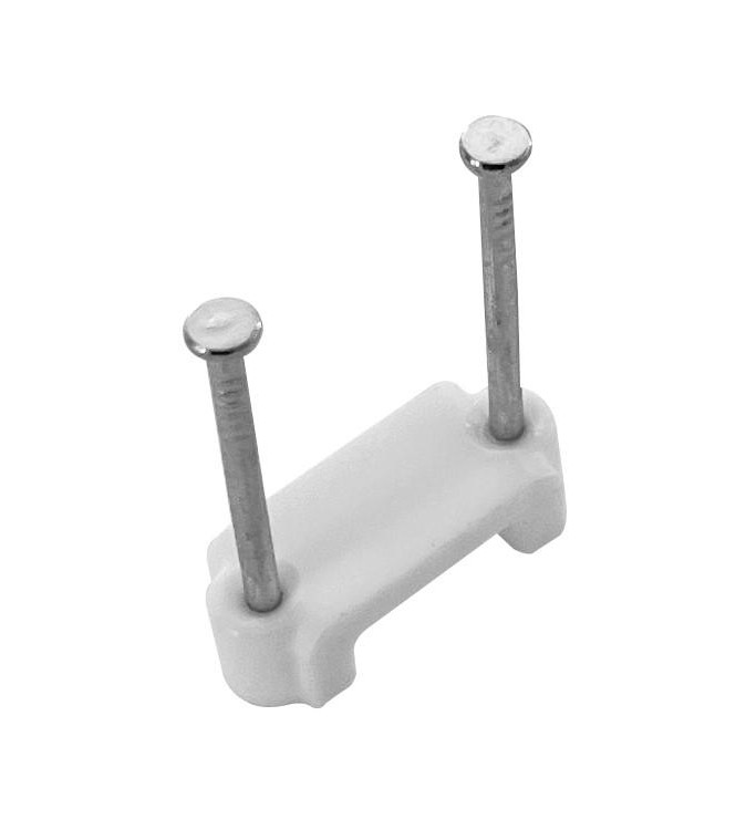 Clip fermacavo piatta con doppio chiodino 13mm 100pz