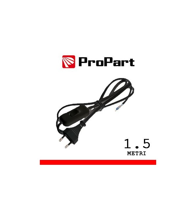 Cavetto con interruttore 1.5m spina10A 2poli nero polybag
