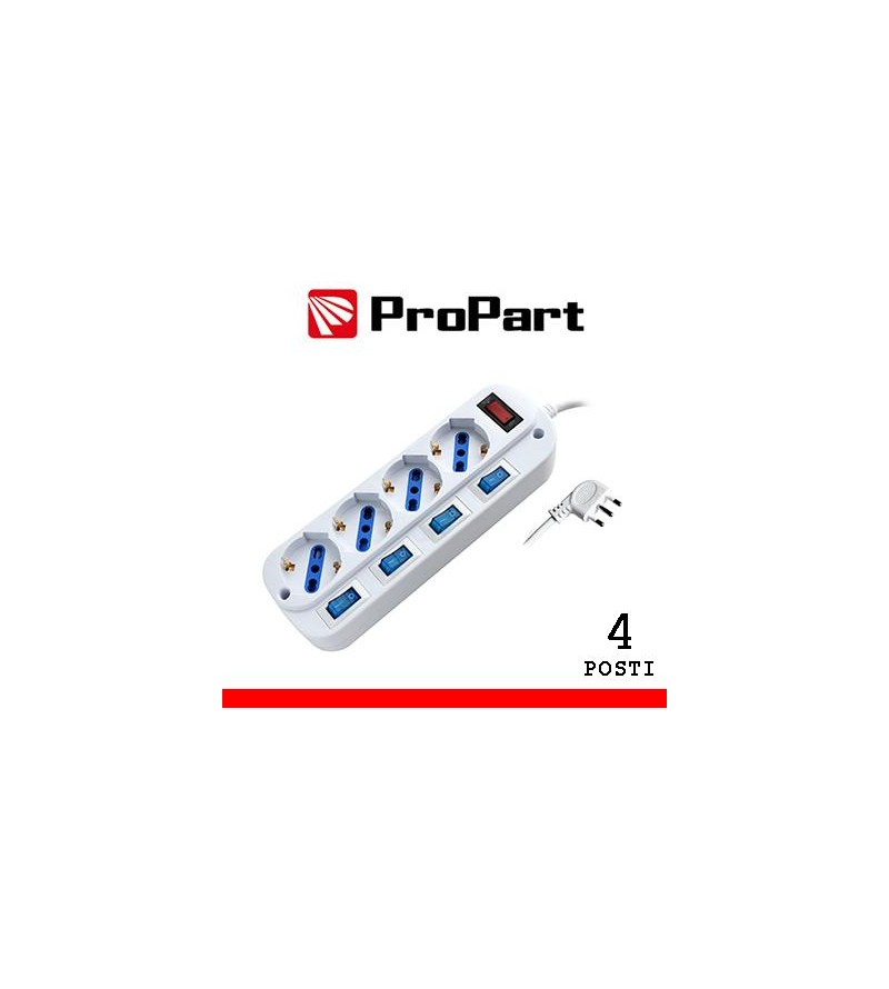 Multipresa 4pos bipasso/schuko spina16A +interr. multipli