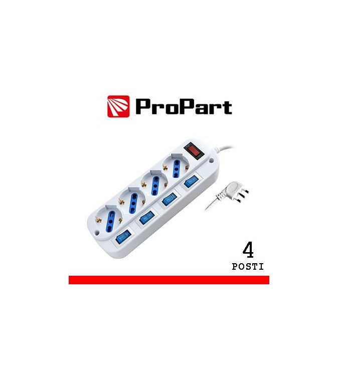 Multipresa 4pos bipasso/schuko spina16A +interr. multipli
