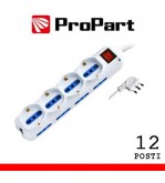 Multipresa 12pos bipasso + bipasso/schuko spina16A +interr.