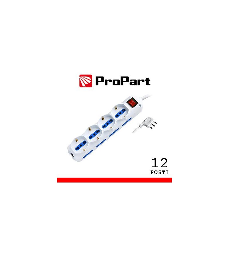 Multipresa 12pos bipasso + bipasso/schuko spina16A +interr.