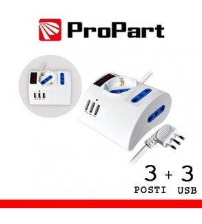 Multipresa 3pos tavolo bipasso + bip/schuko + USB sp16A +int