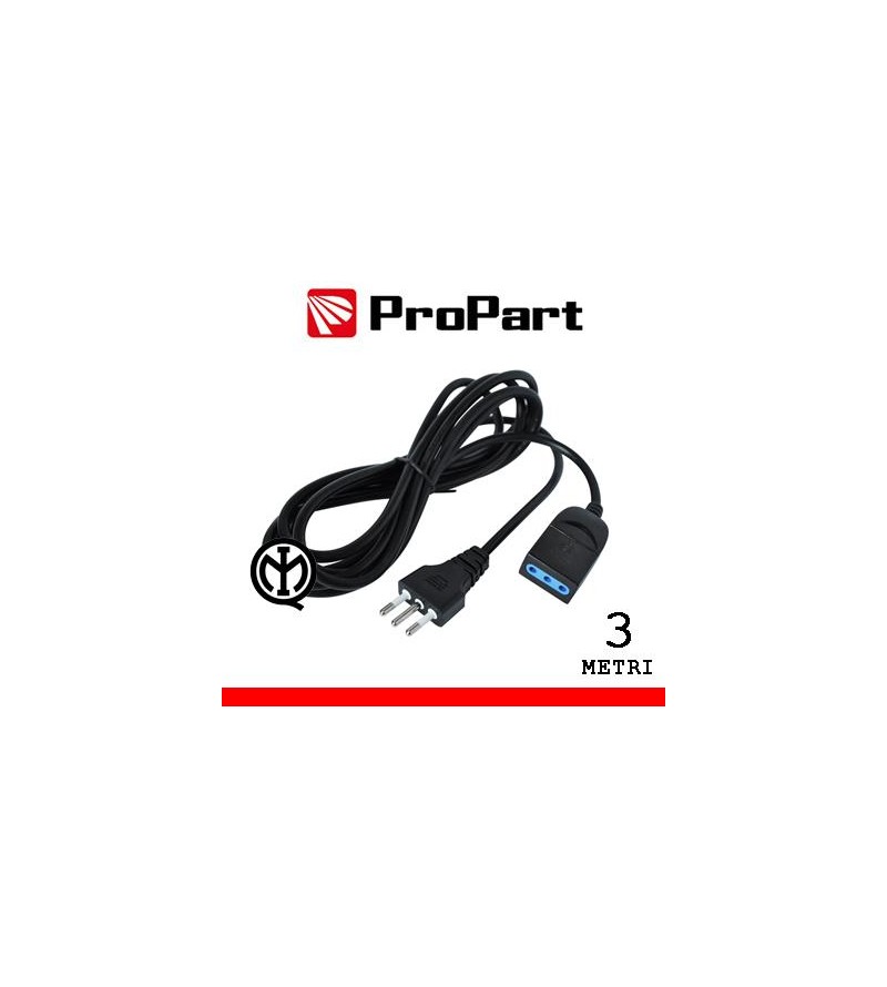 Prolunga lineare 10A 3metri spina10A nera