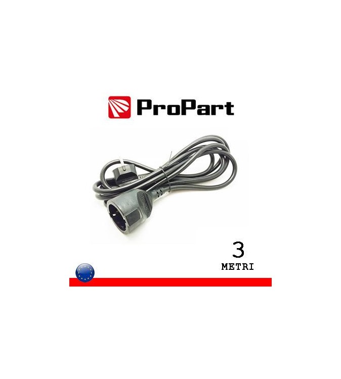 Prolunga lineare Schuko16A 3metri spina Schuko 16A nera