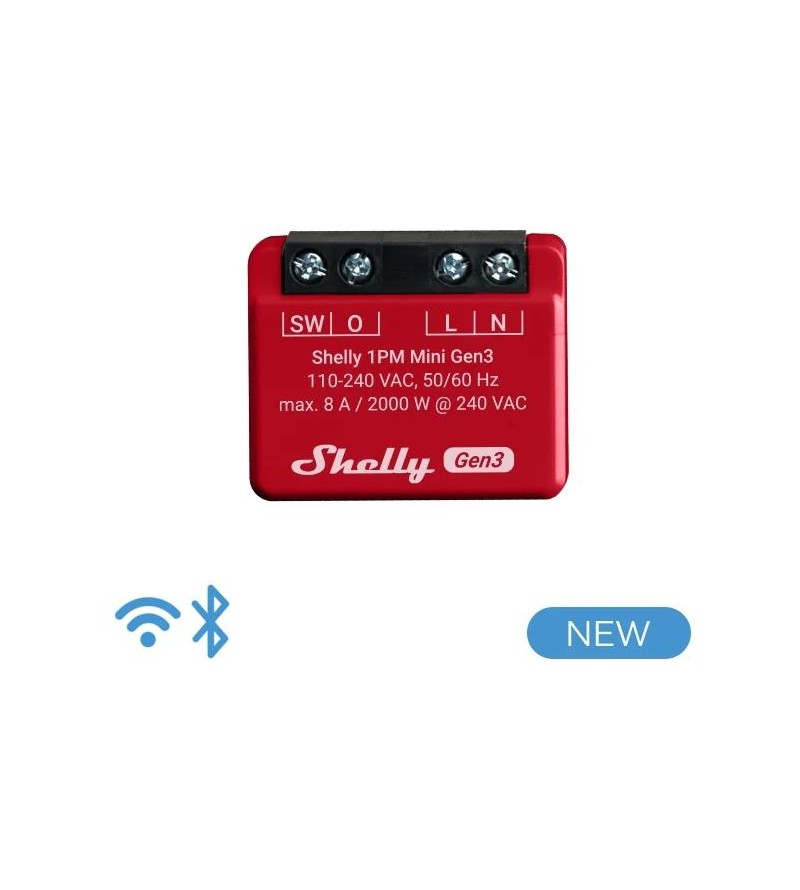 Shelly Mini 1PM Gen3 - Smart Relay 8A AC WiFi/BT/Matter + PM