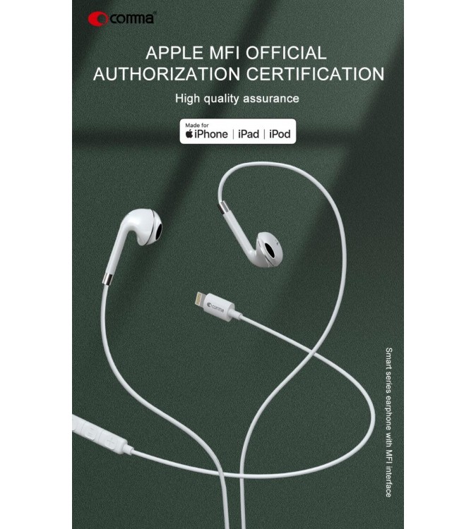 Auricolari Comma Apple Lightning Certificati MFI Voce/Musica