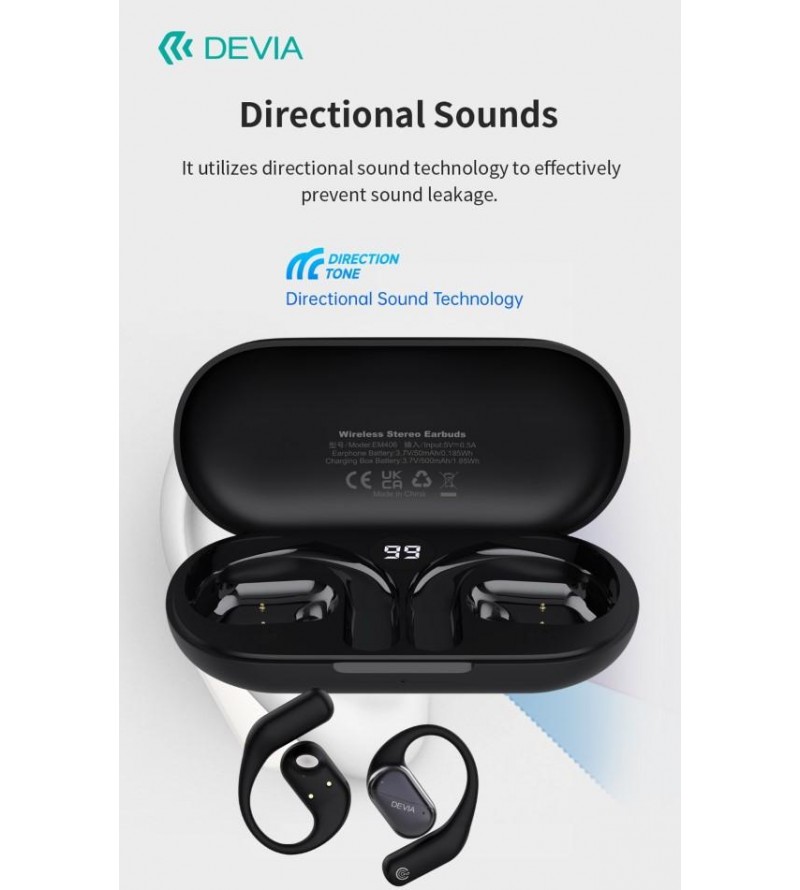 Auricolari EM406 wireless senza inserimento nell'orecchio OWS Lite1 Black