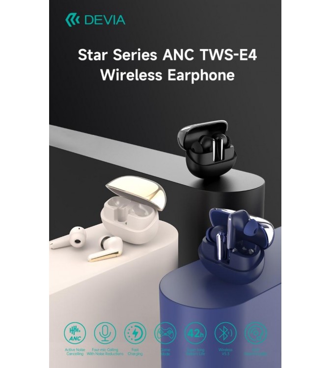 Auricolare TWS EM409 con ANC TWS-E4 Bluetooth V.5,3 Nero