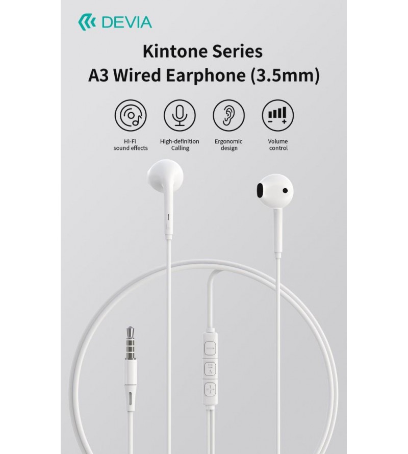 Auricolari Devia Smart A3 con Mic e Controllo 1.2 mt Bianco