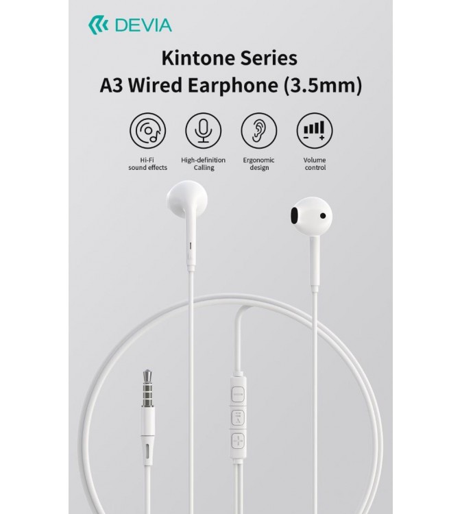Auricolari Devia Smart A3 con Mic e Controllo 1.2 mt Bianco
