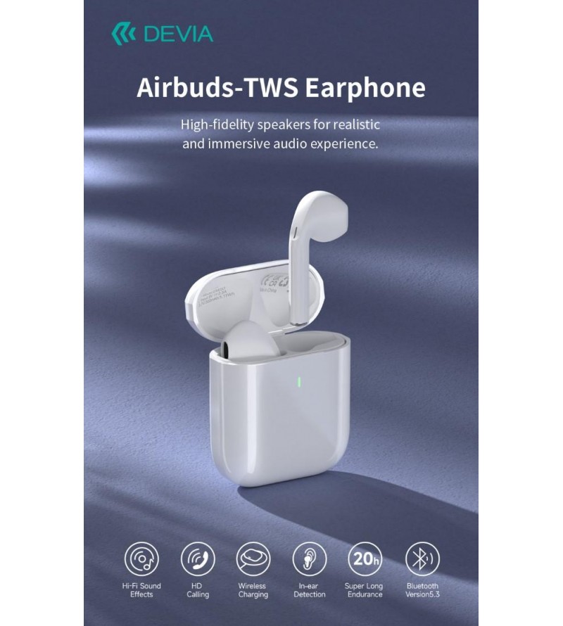 Auricolari Airbuds TWS EM053 Carica Wireless BT 5.3 Bianchi