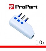 Spina 10A 2P+T uscita cavo 90° polybag