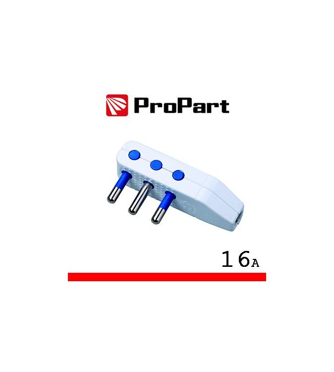 Spina 16A 2P+T uscita cavo 90° polybag