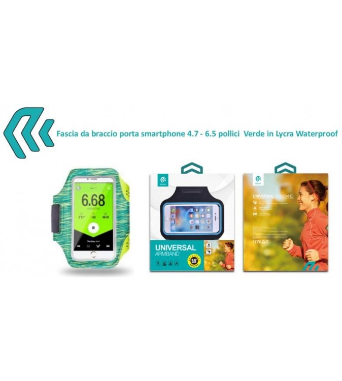 Fascia da braccio porta smartphone 4.7 - 6.5 pollici Verde