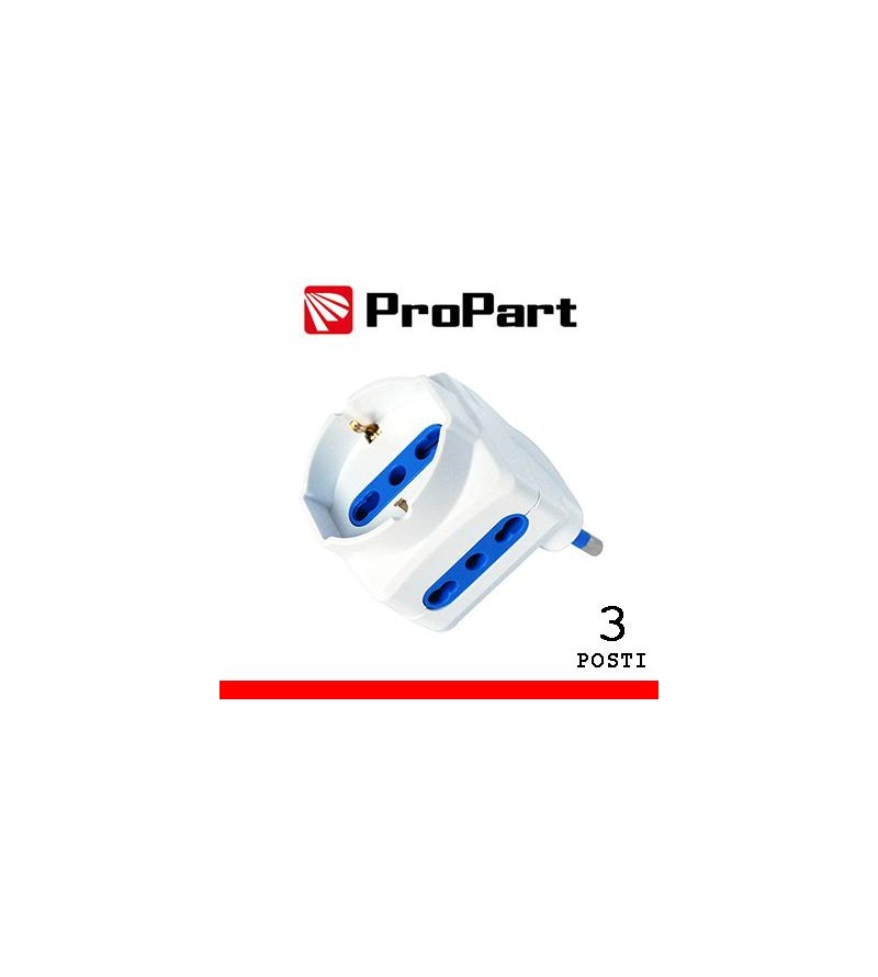 Adattatore 3pos bipasso/schuko spina16A salvaspazio