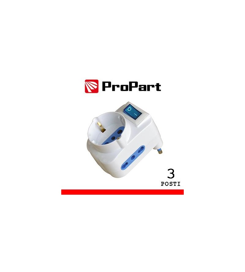 Adattatore 3pos bipasso/schuko spina16A salvaspazio + inter.