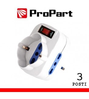 Adattatore 3pos bipasso/schuko spina10A rotante + inter.