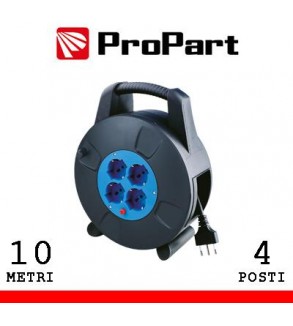 Avvolgicavo 4pos bipasso/schuko 10metri con protez. termica