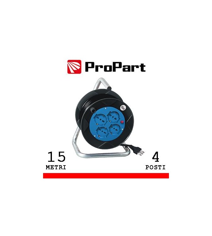 Avvolgicavo 4pos bipasso/schuko 15metri spina16A nero