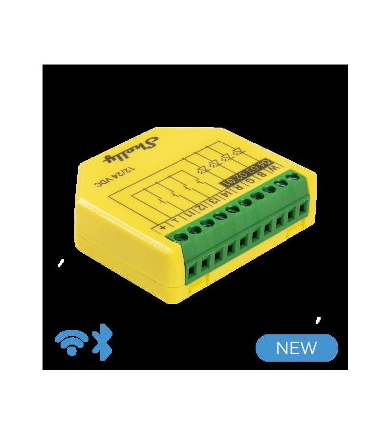 Shelly Plus RGBW PM - Controller Strisce LED WiFI/BT 12-24DC RGBW + PM