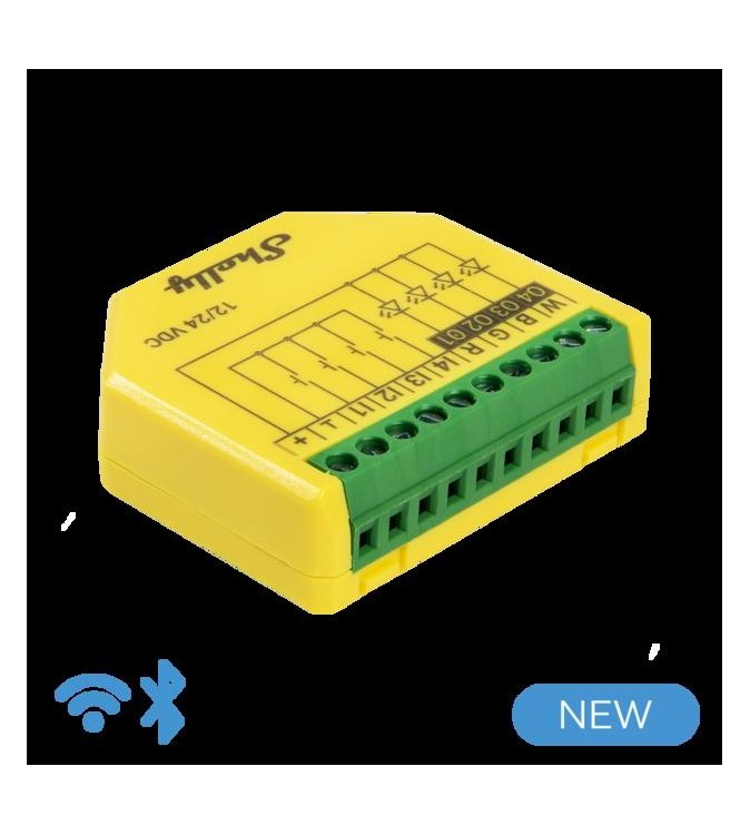 Shelly Plus RGBW PM - Controller Strisce LED WiFI/BT 12-24DC RGBW + PM