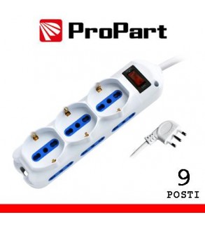 Multipresa 9pos bipasso + bipasso/schuko spina10A + inter.