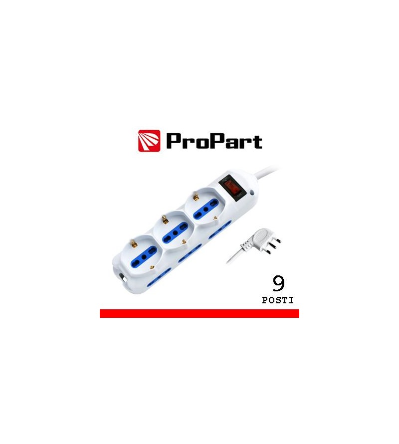 Multipresa 9pos bipasso + bipasso/schuko spina10A + inter.