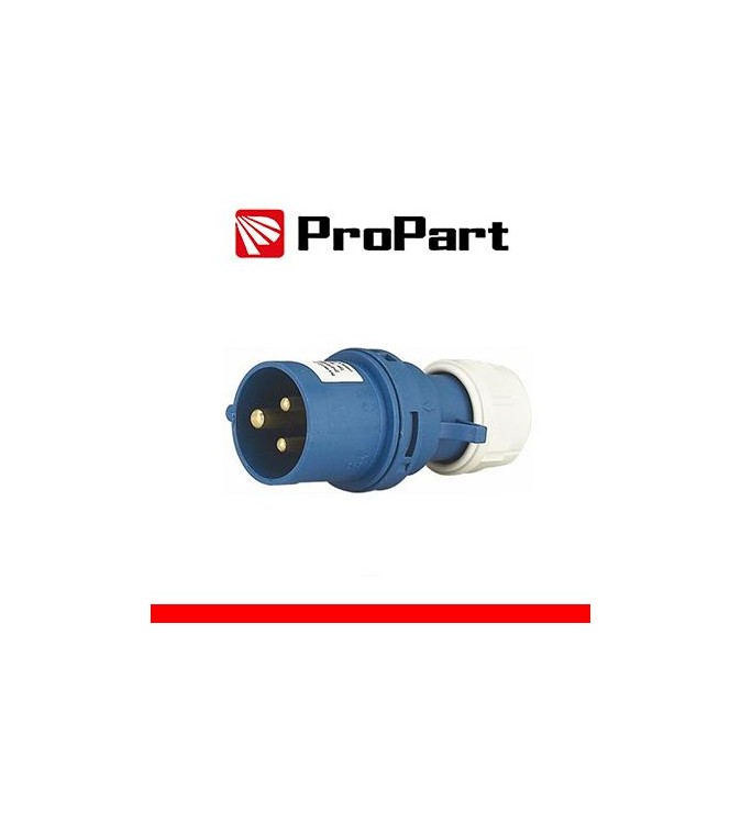 Spina Mobile Diritta Indust. CEE 16A-6h 2P+T 220-250V IP44