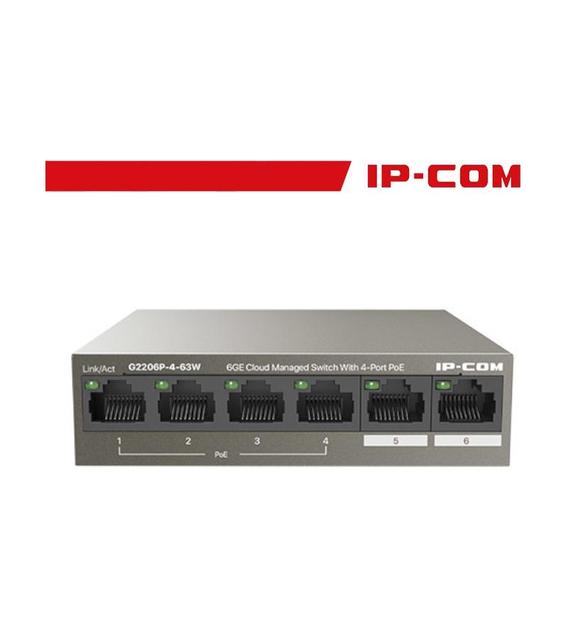 IP-COM Switch Gigab PoE cloud managed L2-6 port(4GE PoE+2GE)ProFi | G2206P-4-63W